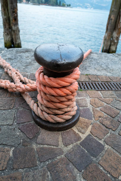 istock bollard with rope in the harbor 2166351947
