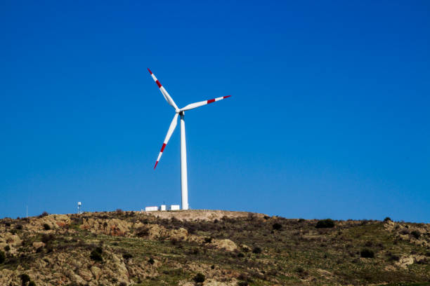 Lone Wind Turbine On The Mountain