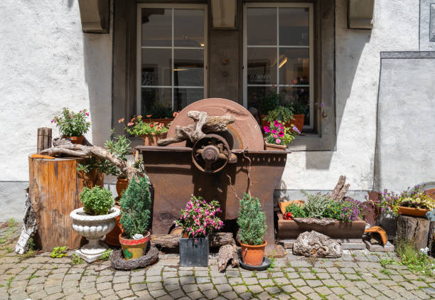 millstone against a wall