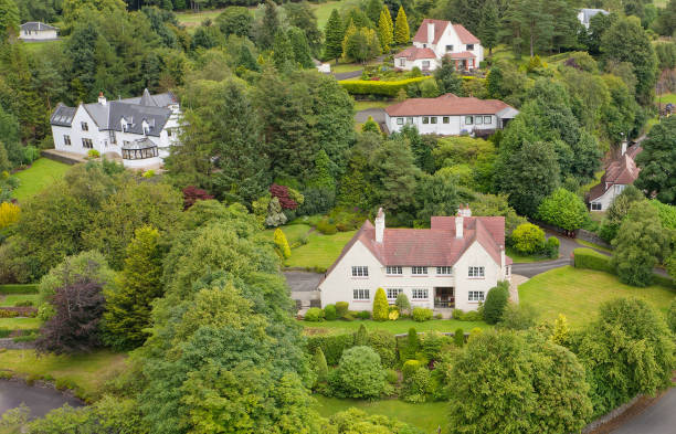 Luxury houses viewed from above in Kilmacolm UK