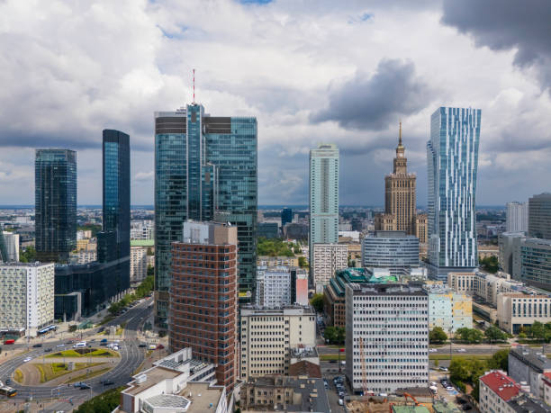 istock Warsaw city skyline (aerial view) 2166362907