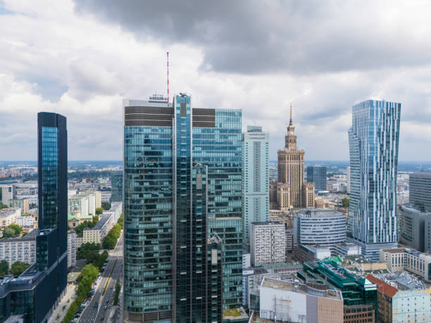 istock Warsaw city skyline (aerial view) 2166362909