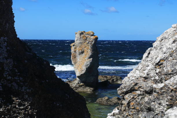 Rauk on Fårö, Gotland, Sweden. Rock formation.