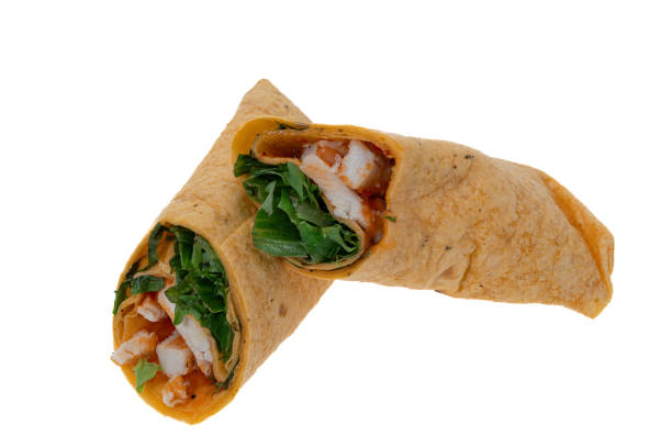 Chilli chicken fajita wrap - white background