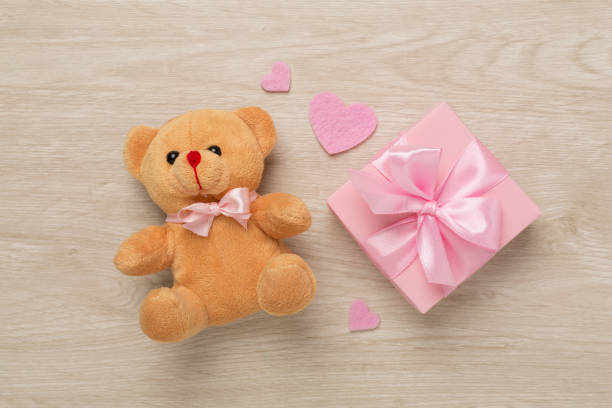 istock Valentines day composition with gifts on wooden background, top view. 2166366366