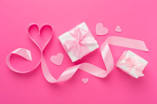 istock Valentines day composition with gifts on color background, top view. 2166366371
