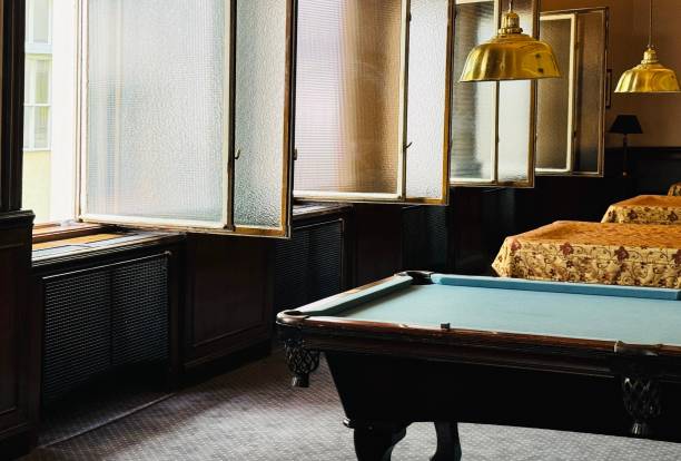 Billiard table at the open windows, vintage mood
