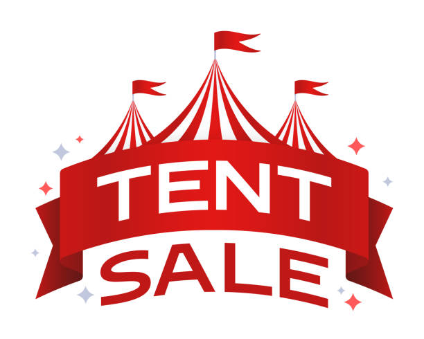 stockillustraties, clipart, cartoons en iconen met tent sale banner - tent