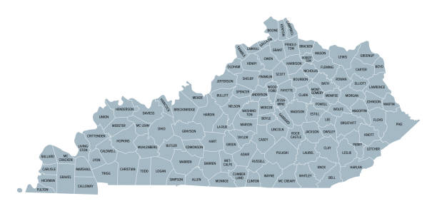 Kentucky Us State Subdivided Into 120 Counties Gray Political Map Stock Kentucky U S State Subdivided Into 120 Counties Gray Political Map 