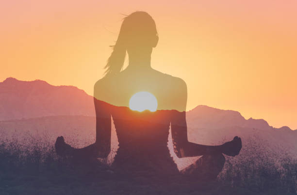 istock Peaceful sunrise morning meditation. 2166389758