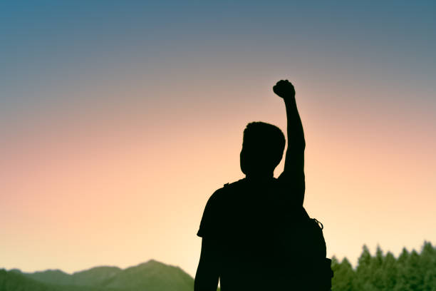 Achievement, strength and success concept.