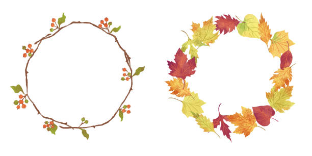 istock Autumn leaves illustration<wreathe> 2166391728