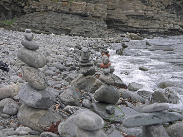 Wonderful leisure activity -  so calming so stack stones. Here on Bornholm Island in the Baltic Sea.