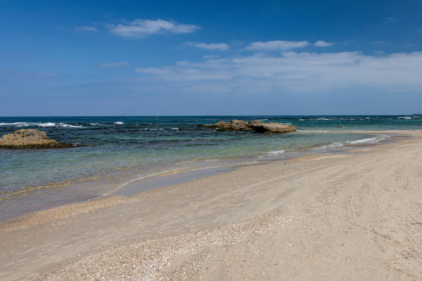 istock Mediterranean Beach and Dark Blue Sky 2166394903