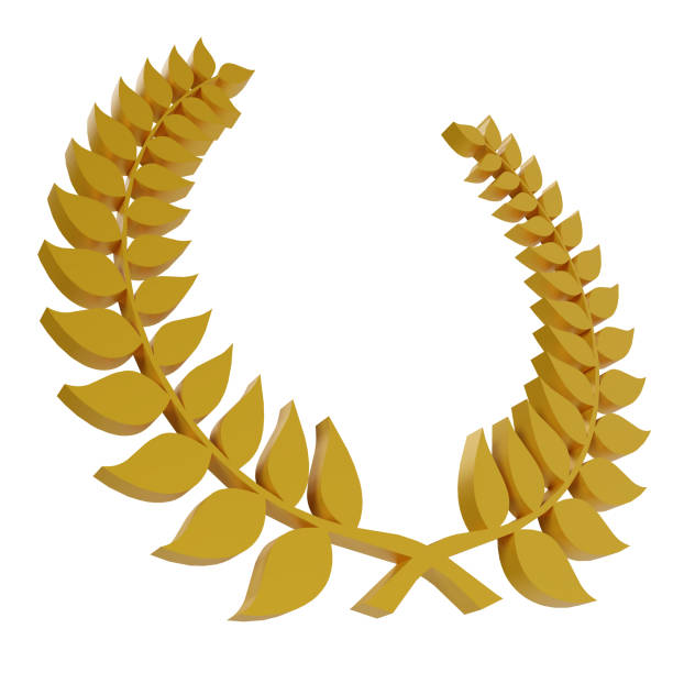 istock 3d render Golden laurel wreath. for title ranking illustration 2166399030