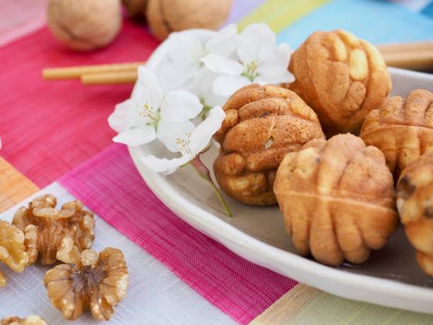 istock Korean food walnut snacks and flower petals 2166400816