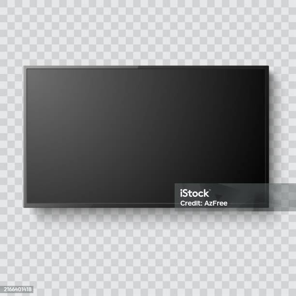 Monitor Screen Rectangular A Flat Blackframed Rectangular Monitor With A Transparent Background ...