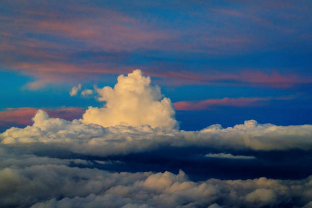 Cumulonimbus clouds viewed from an aeroplane.