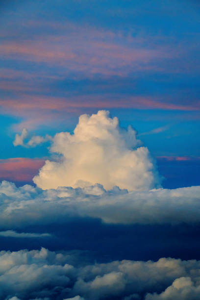 Cumulonimbus clouds viewed from an aeroplane.