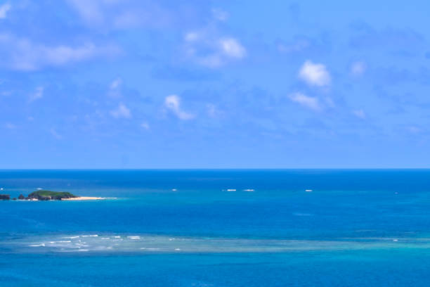 Okinawa's blue sea and a small island offshore