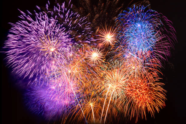 istock colourful firework display set for celebration happy new year and merry christmas and  fireworks on black background 2166407494