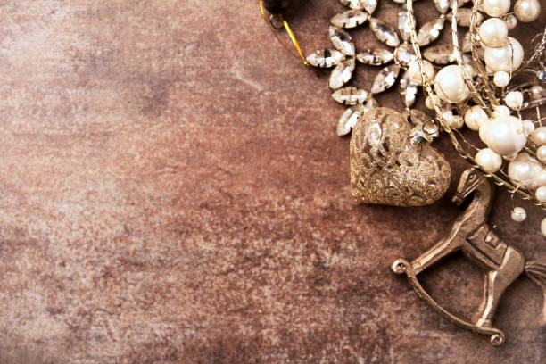 istock Christmas decoration on rustic stone background. Soft focus. Top view. Copy space. 2166411727