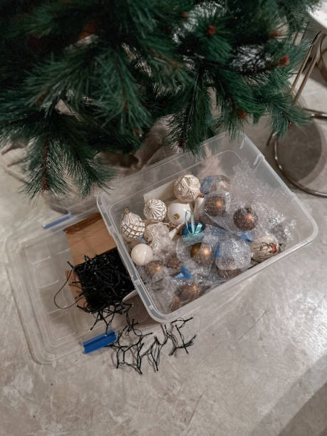 istock Plastic container box stored for Christmas decoration 2166412175