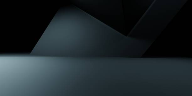 istock 3d rendering of black abstract geometric dark background. Scene for advertising design, showroom, technology, future, modern, sport, game, metaverse, cosmetic, warehouse, garage. Sci Fi Illustration 2166414846
