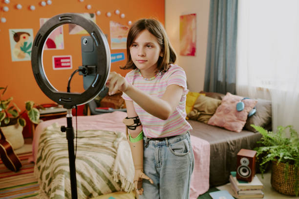 istock Blogger With Disability Turning On Camera 2166416668