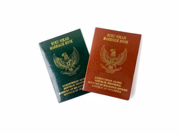 istock Indonesian marriage book on a white background. 2166418938
