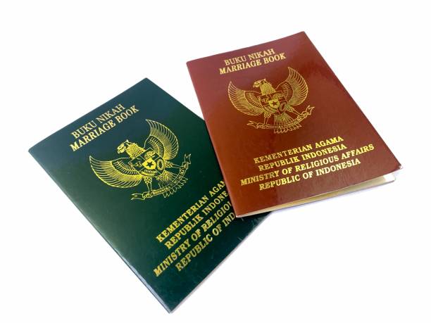 istock Indonesian marriage book on a white background. 2166418953