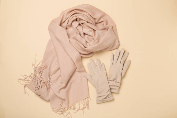 istock Stylish autumn accessories on color background, top view 2166431523