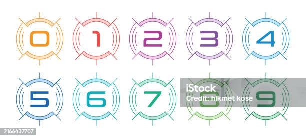 09numbers Digital Interface And Numbers 09 09 Numbers On A White Background Stock ...