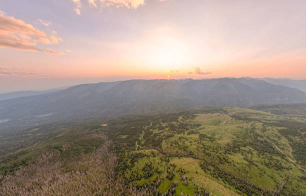 Panorama of a sunset in the San Juan Mountains