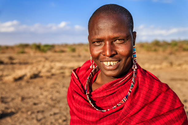 African warrior from Maasai tribe, central Kenya, Africa. Maasai tribe inhabiting southern Kenya and northern Tanzania, and they are related to the Samburu.