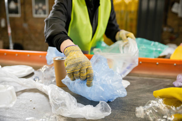 istock Volunteer sorting plastic waste during a community cleanup activity for a greener future 2166450413