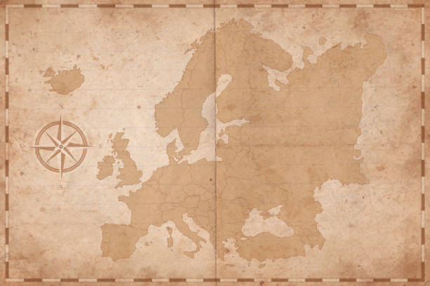 istock Old Vintage Europe map on a parchment textured paper background 2166450857