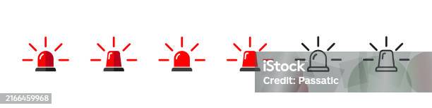 Alert Bulb Emergency Flasher Red Alert Bulb Vector Set Safety Emergency Signal ...