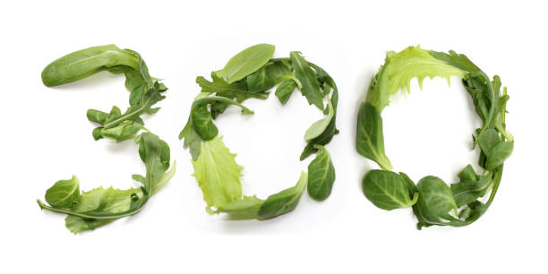 istock green anniversary number 300, three hundred from salad lettuce leaf 2166463082