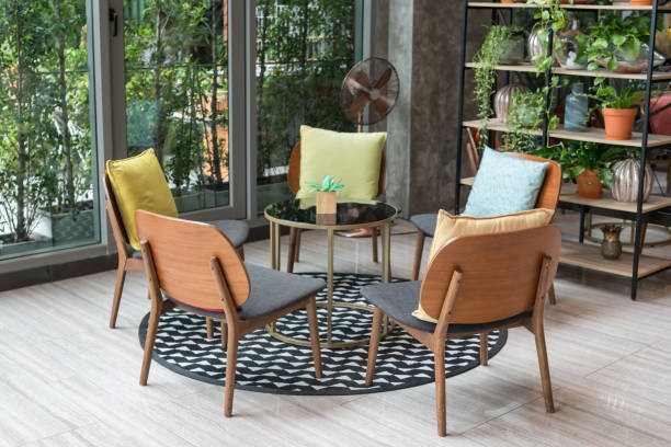 istock Modern building seat interior surrounding by green plant 2166466587