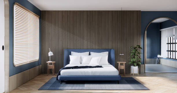 istock Modern Bedroom design with decoration at room modern japan style. 2166475444