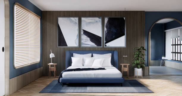 istock Modern Bedroom design with decoration at room modern japan style. 2166475447