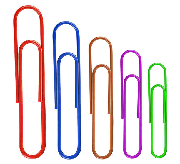 istock Collection of multicolored paper clips isolated on a white background, top view. 2166475504