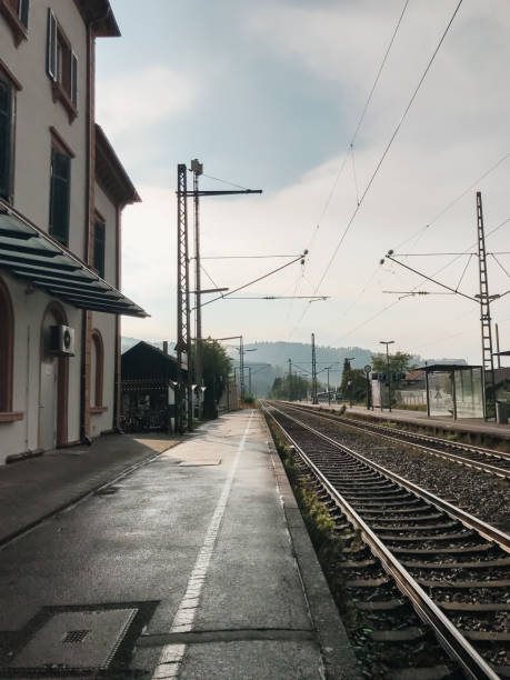 istock A train station with a train on the tracks 2166477905