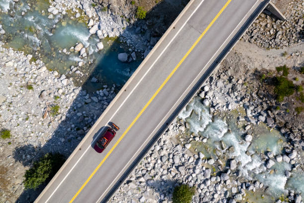 istock Aerial view of river and highway 2166481026