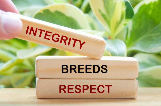 istock Integrity breeds respect text on wooden blocks with nature background. Personal growth concept 2166483567