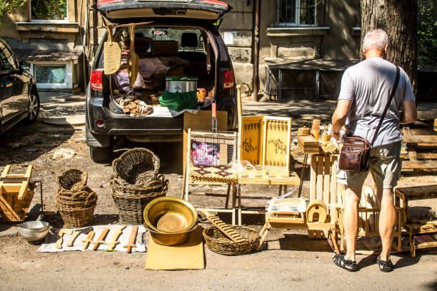 Nessebar, Bulgaria - July 25, 2016: Souvenir shops in old town Nessebar or Nesebar in Bulgaria, Black sea