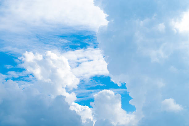 Blue sky and white clouds. Beautiful sky background. Clear sunny day, weather.