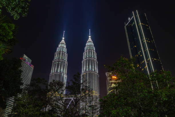 Close up ofTwin Tower at Kuala Lumpur, Malaysia. - stock photo