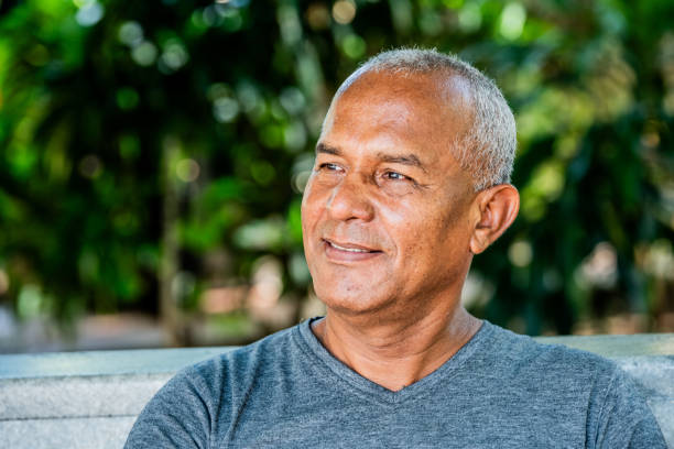 Senior man relaxing looking away outdoors